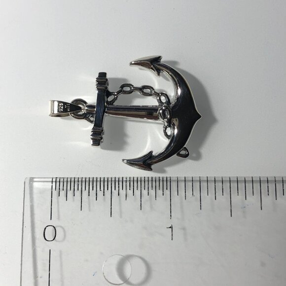 Sterling Silver Nautical Anchor Pendant with Chain detail - Boat, marine life - Picture 2 of 3